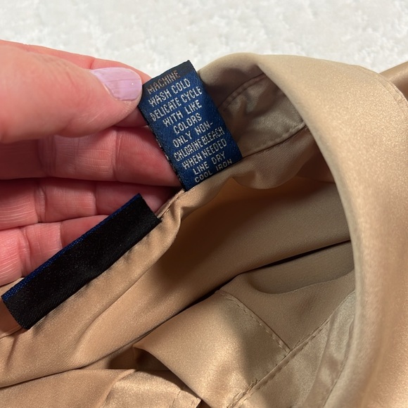 Karen Scott satin classic button down collared long sleeve blouse L - Picture 4 of 7